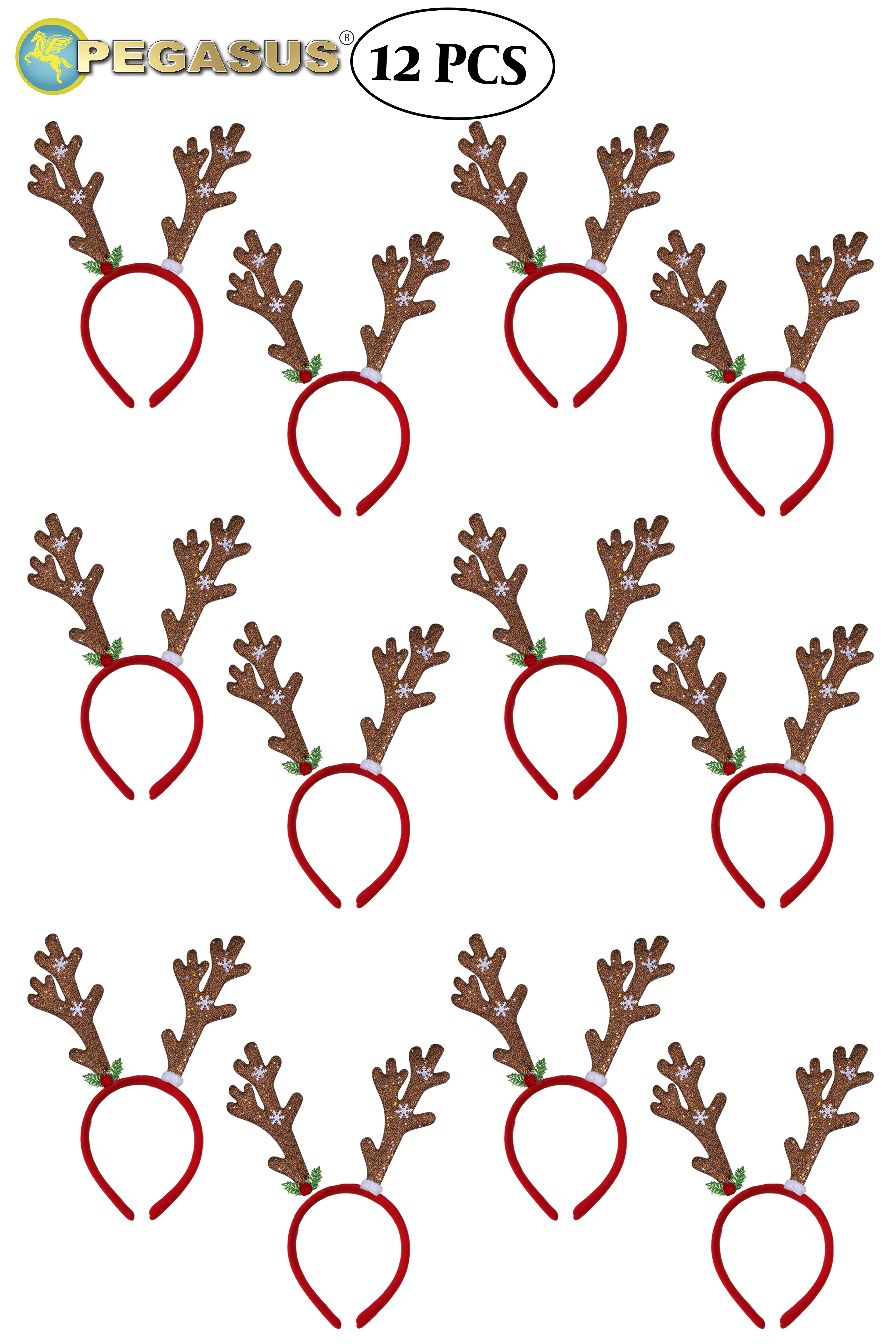 CERCHIETTO FRONTINO RENNA DI BABBO NATALE MARRONE (CF 12 PZ) 